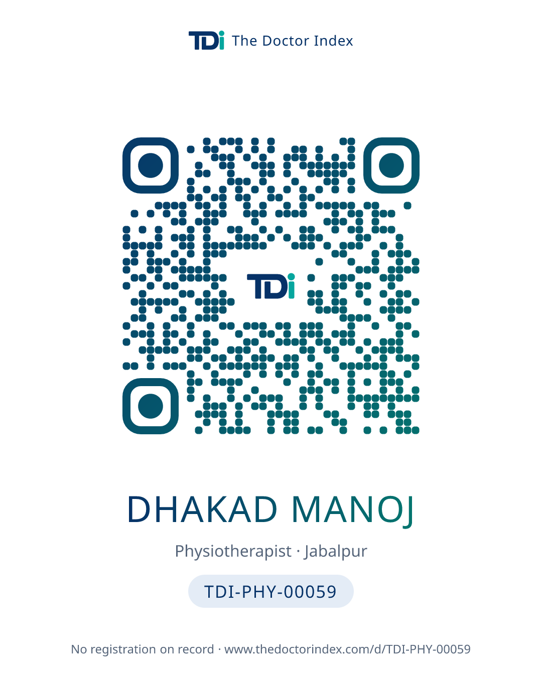 QR card for Dhakad Manoj, TDI-PHY-00059