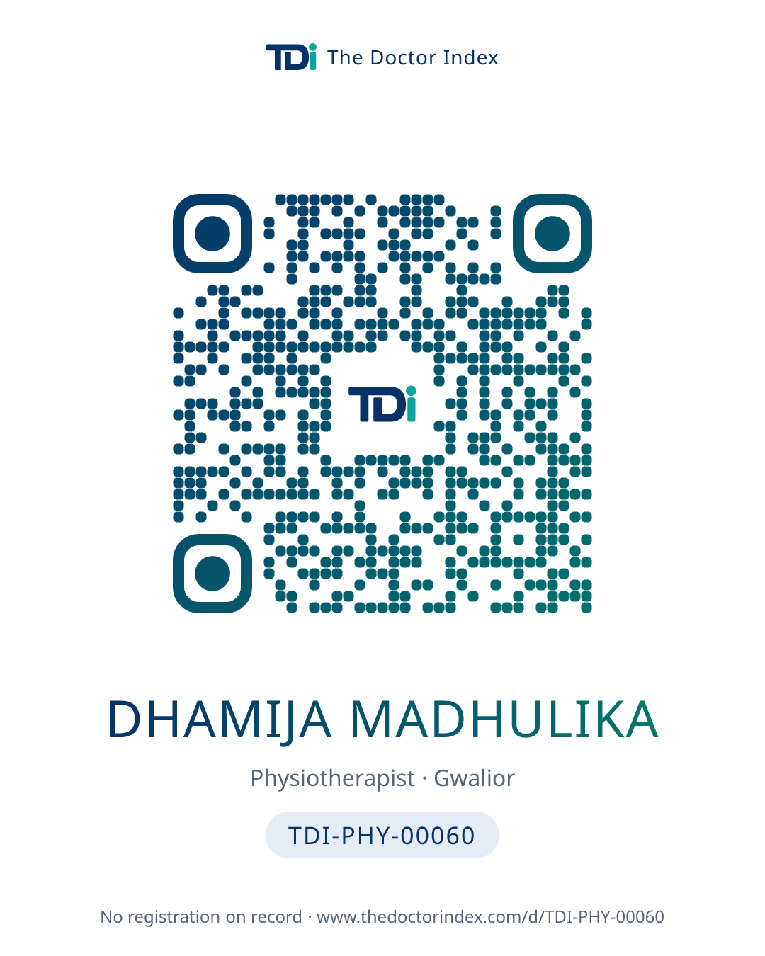 QR card for Dhamija Madhulika, TDI-PHY-00060