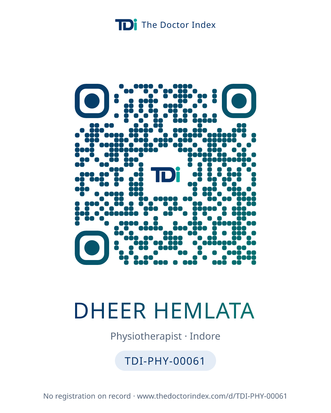 QR card for Dheer Hemlata, TDI-PHY-00061