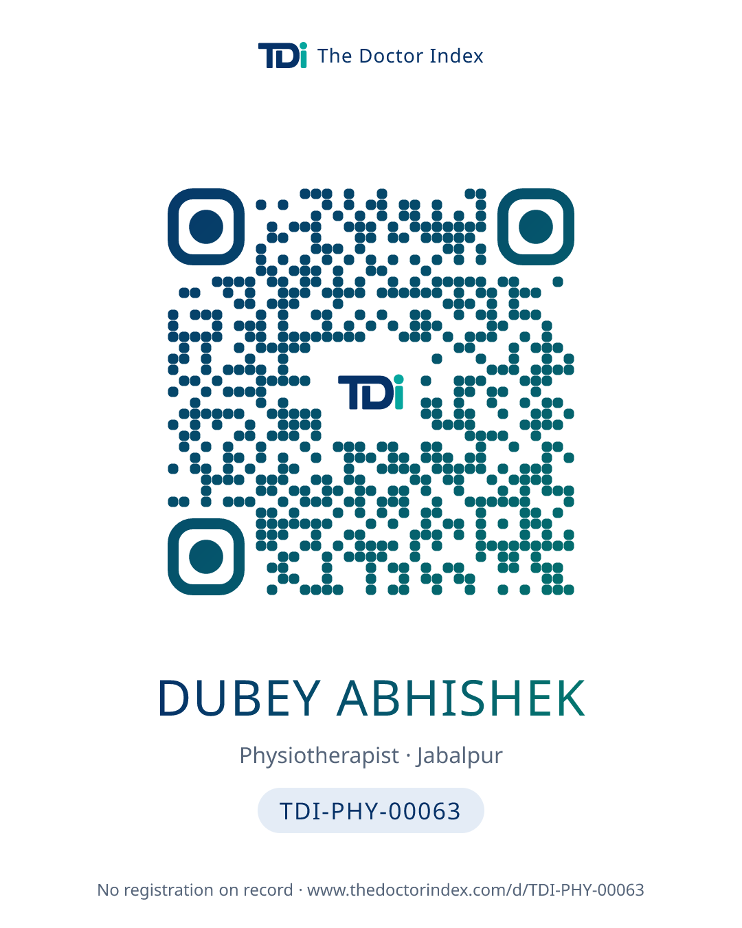 QR card for Dubey Abhishek, TDI-PHY-00063