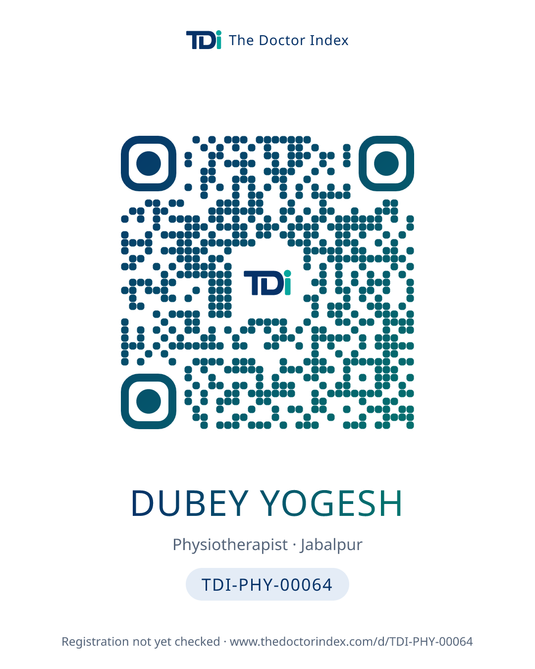 QR card for Dubey Yogesh, TDI-PHY-00064