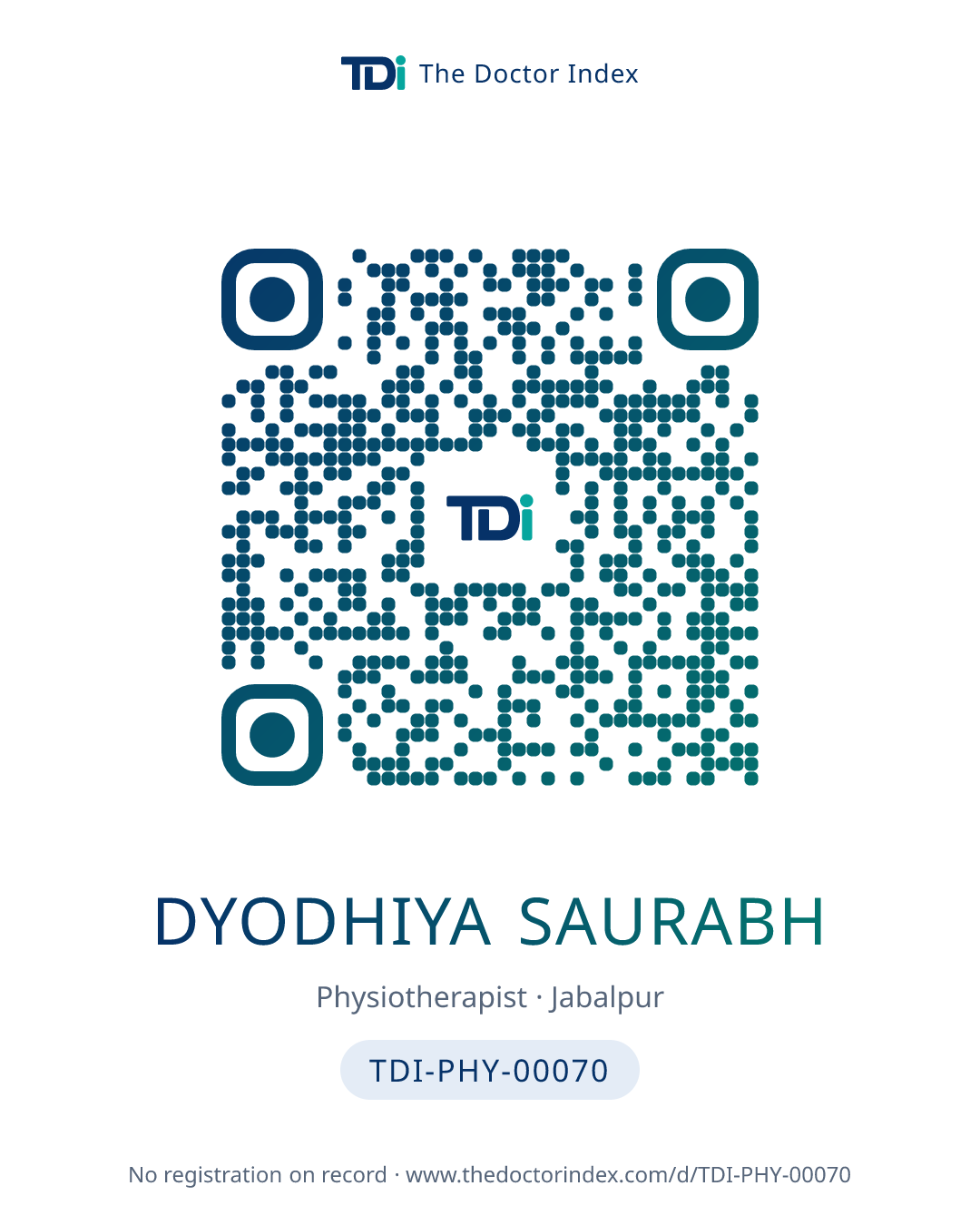 QR card for Dyodhiya Saurabh, TDI-PHY-00070
