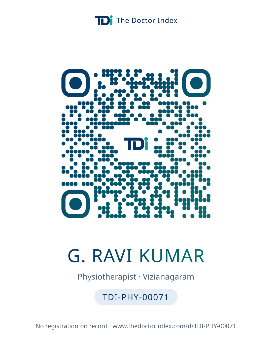 QR card for G. Ravi Kumar, TDI-PHY-00071