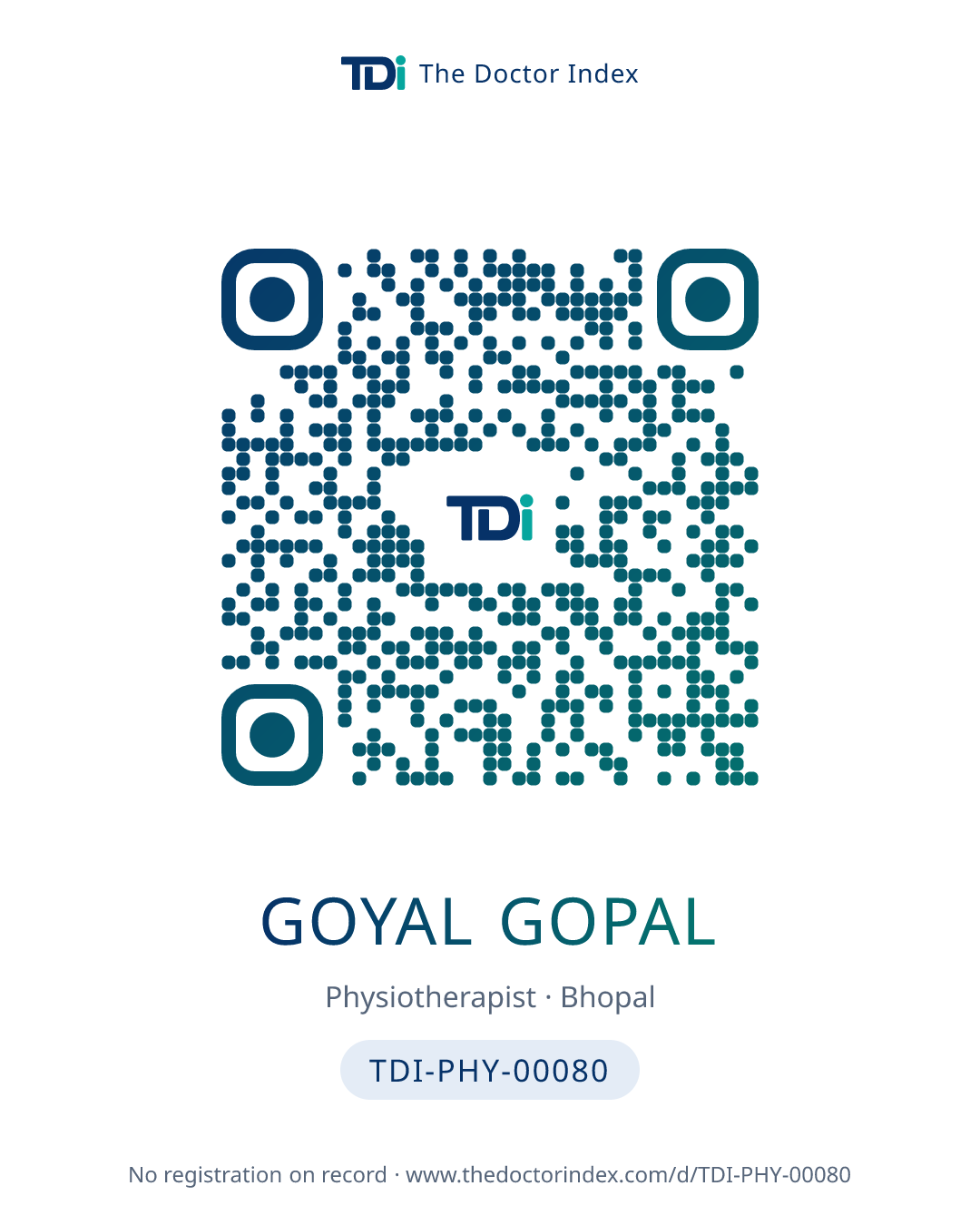 QR card for Goyal Gopal, TDI-PHY-00080
