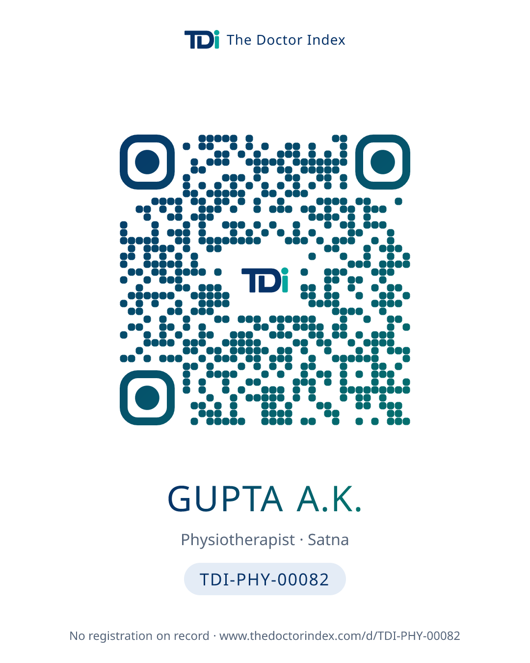 QR card for Gupta A.K., TDI-PHY-00082