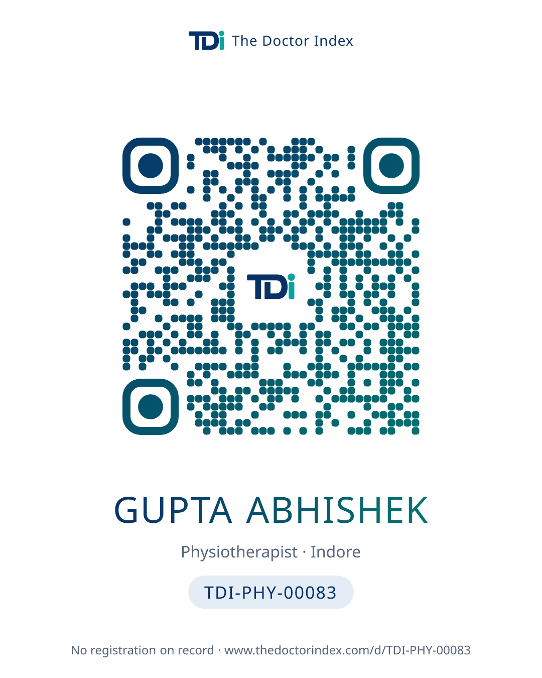 QR card for Gupta Abhishek, TDI-PHY-00083