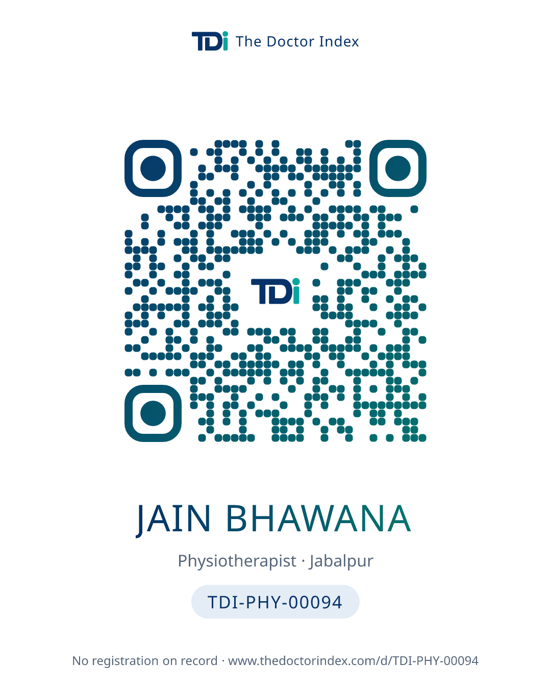 QR card for Jain Bhawana, TDI-PHY-00094