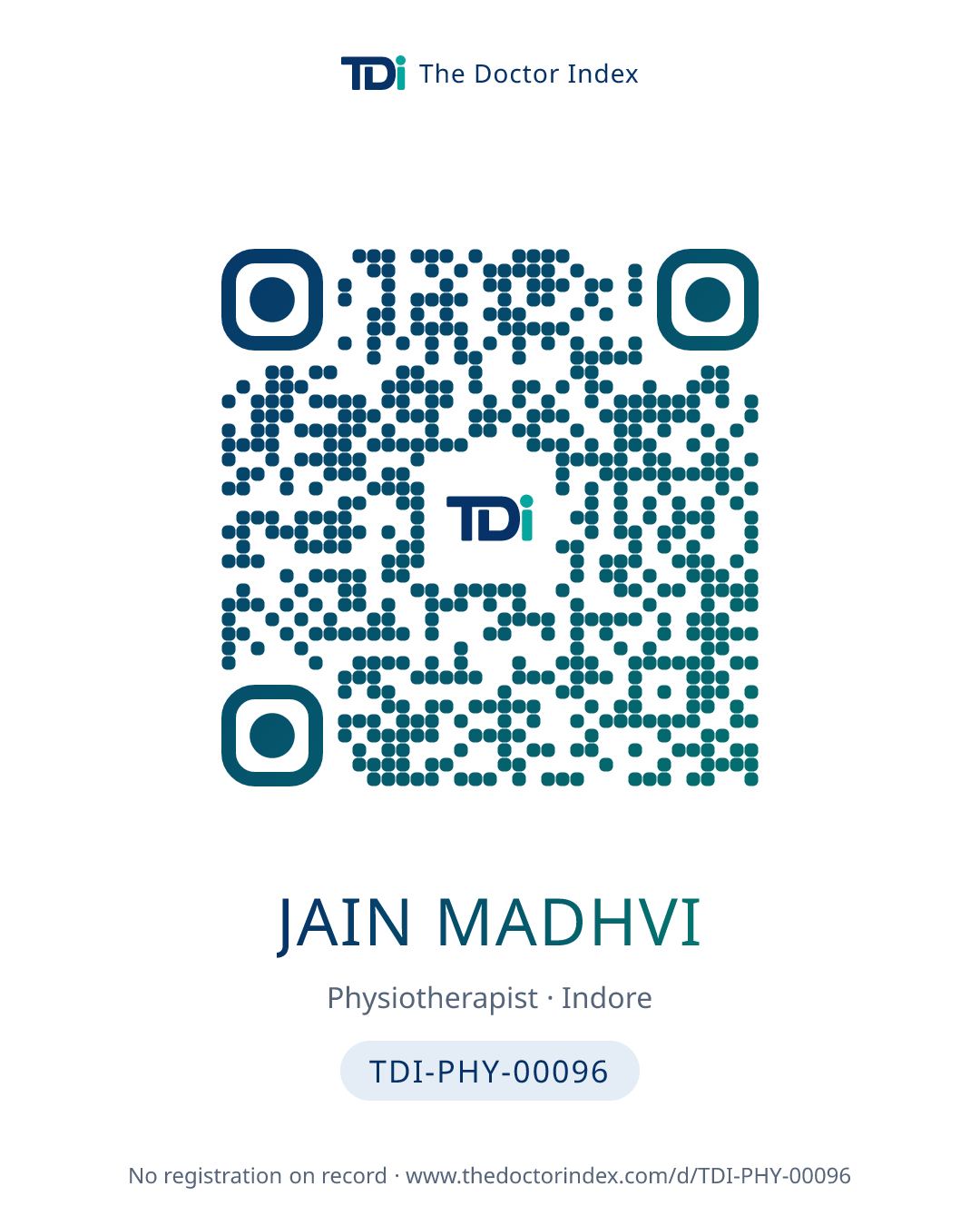 QR card for Jain Madhvi, TDI-PHY-00096