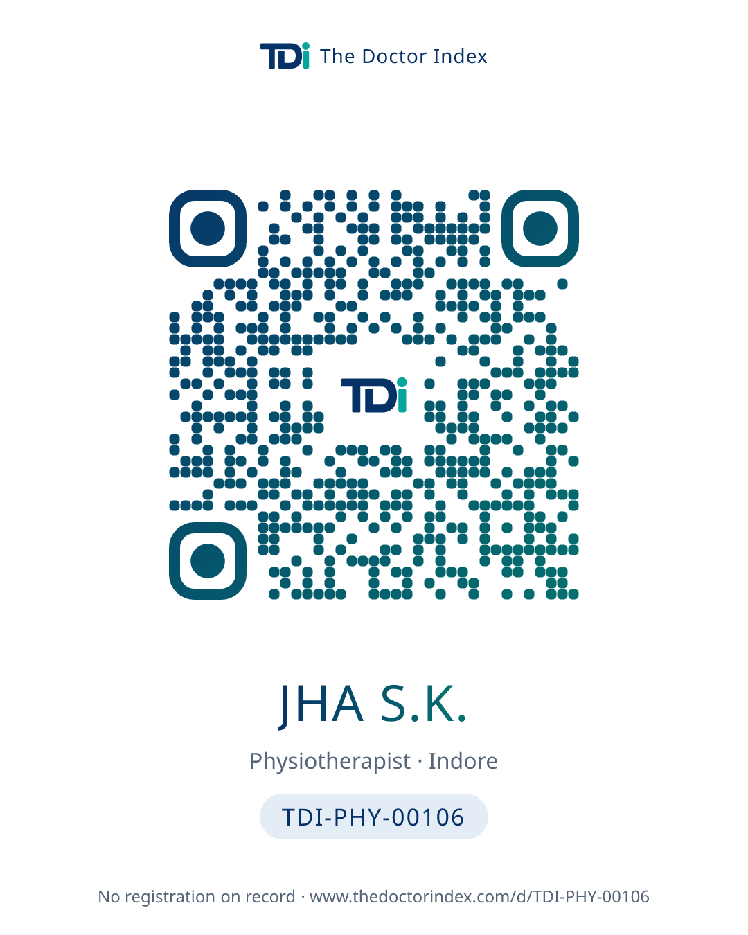 QR card for Jha S.K., TDI-PHY-00106