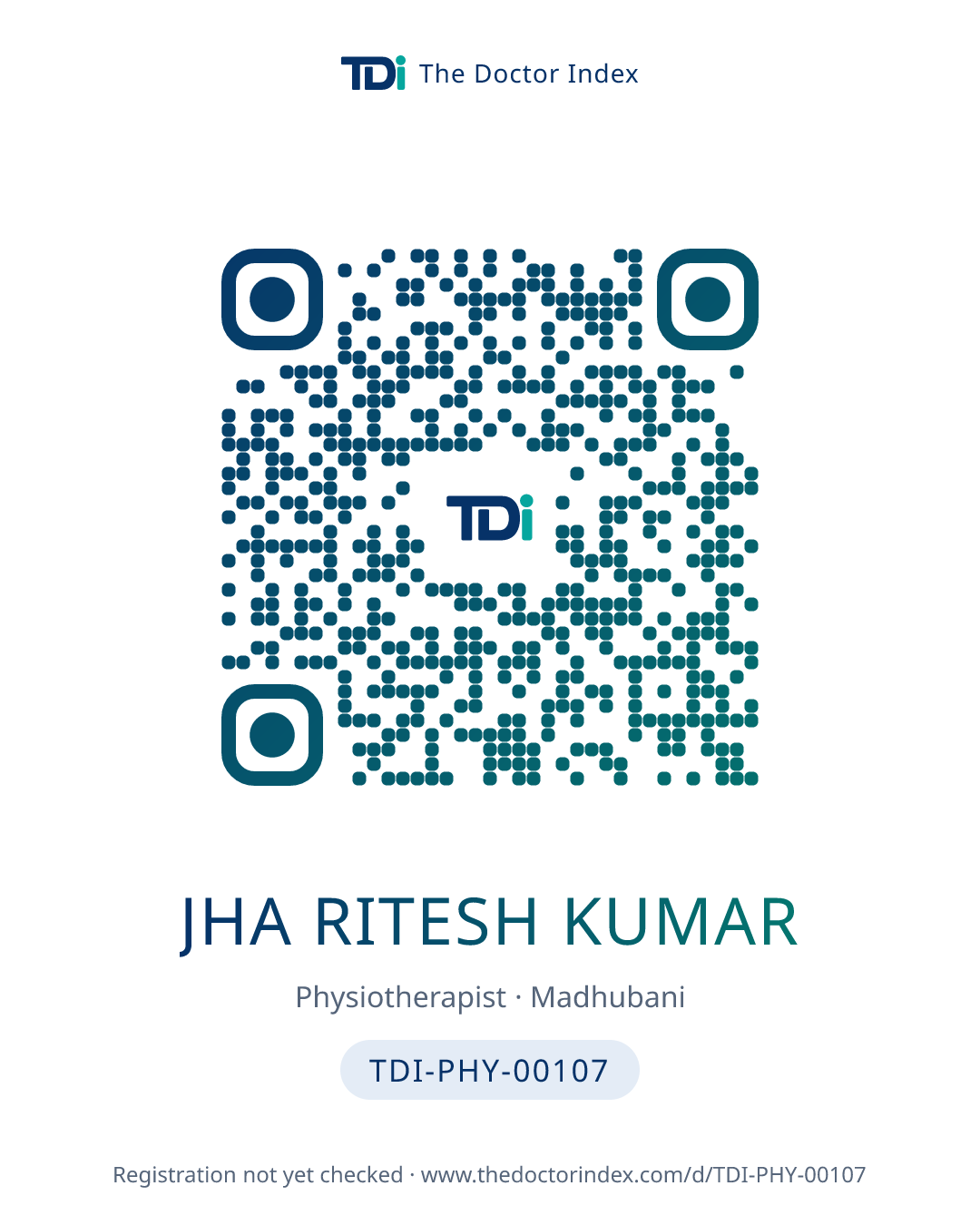 QR card for Jha Ritesh Kumar, TDI-PHY-00107