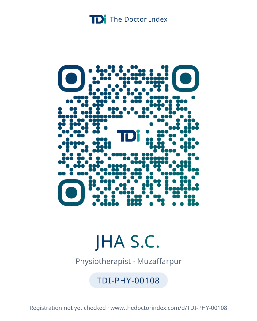 QR card for Jha S.C., TDI-PHY-00108