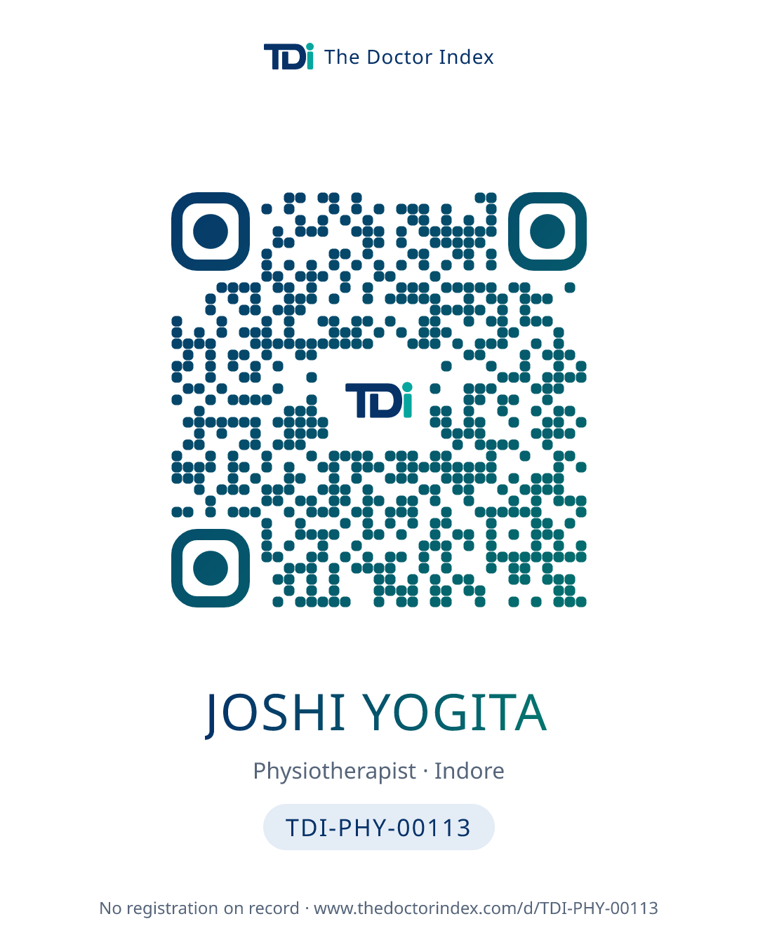 QR card for Joshi Yogita, TDI-PHY-00113