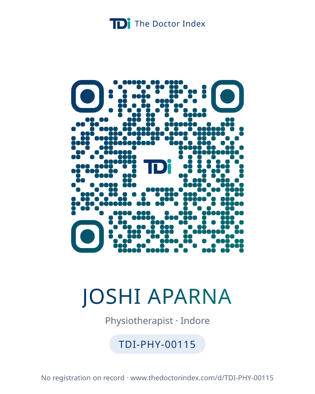 QR card for Joshi Aparna, TDI-PHY-00115