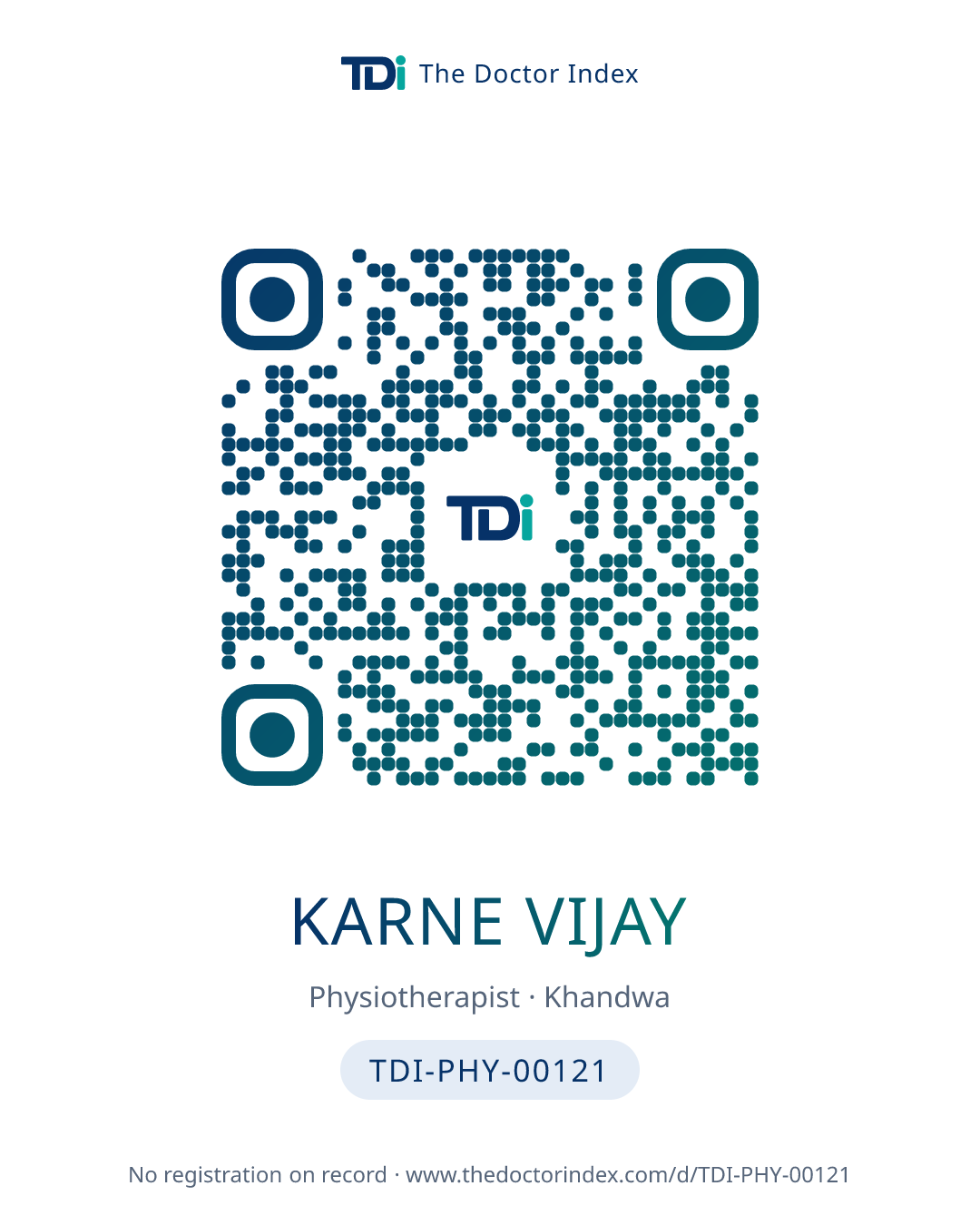 QR card for Karne Vijay, TDI-PHY-00121