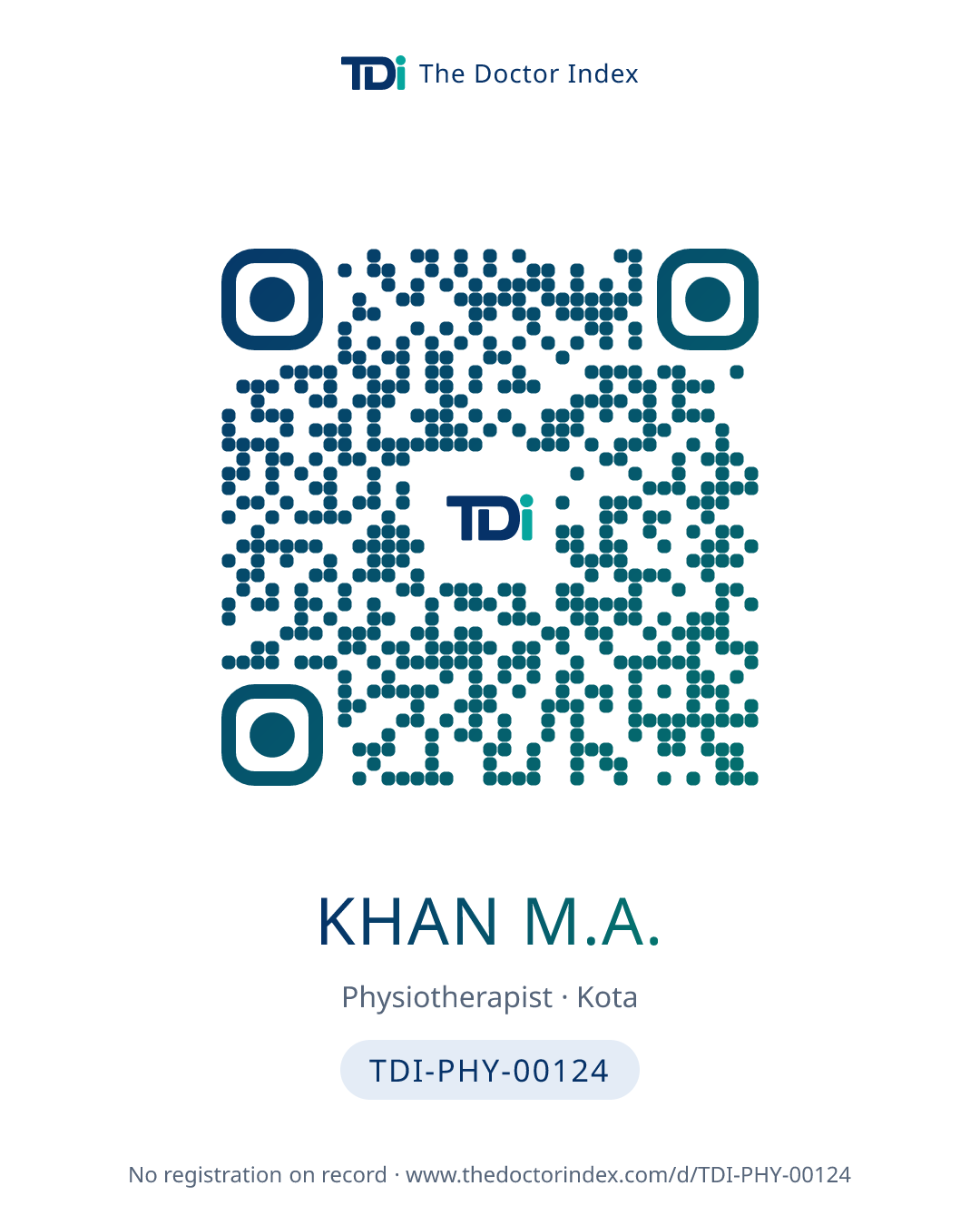 QR card for Khan M.A., TDI-PHY-00124