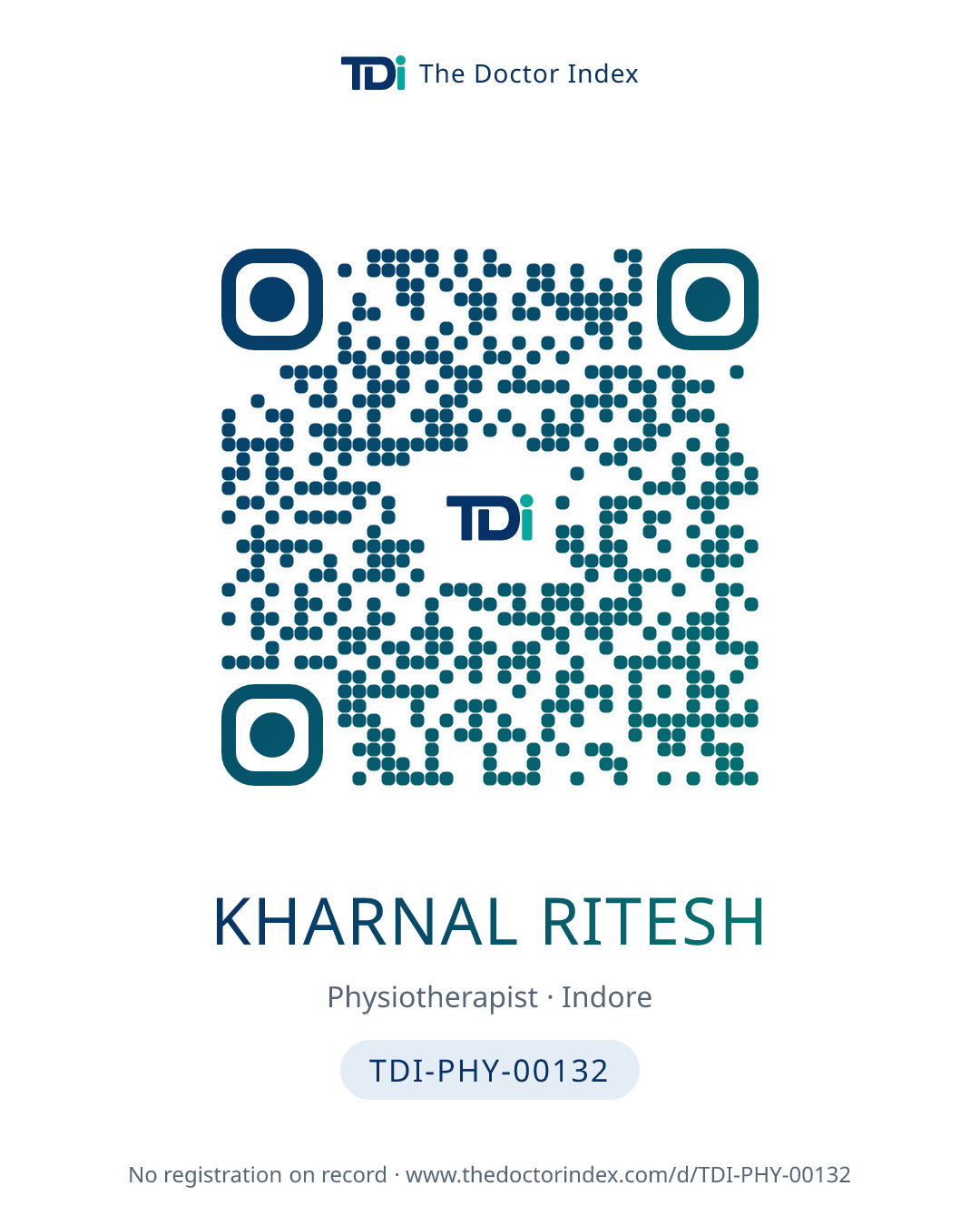 QR card for Kharnal Ritesh, TDI-PHY-00132