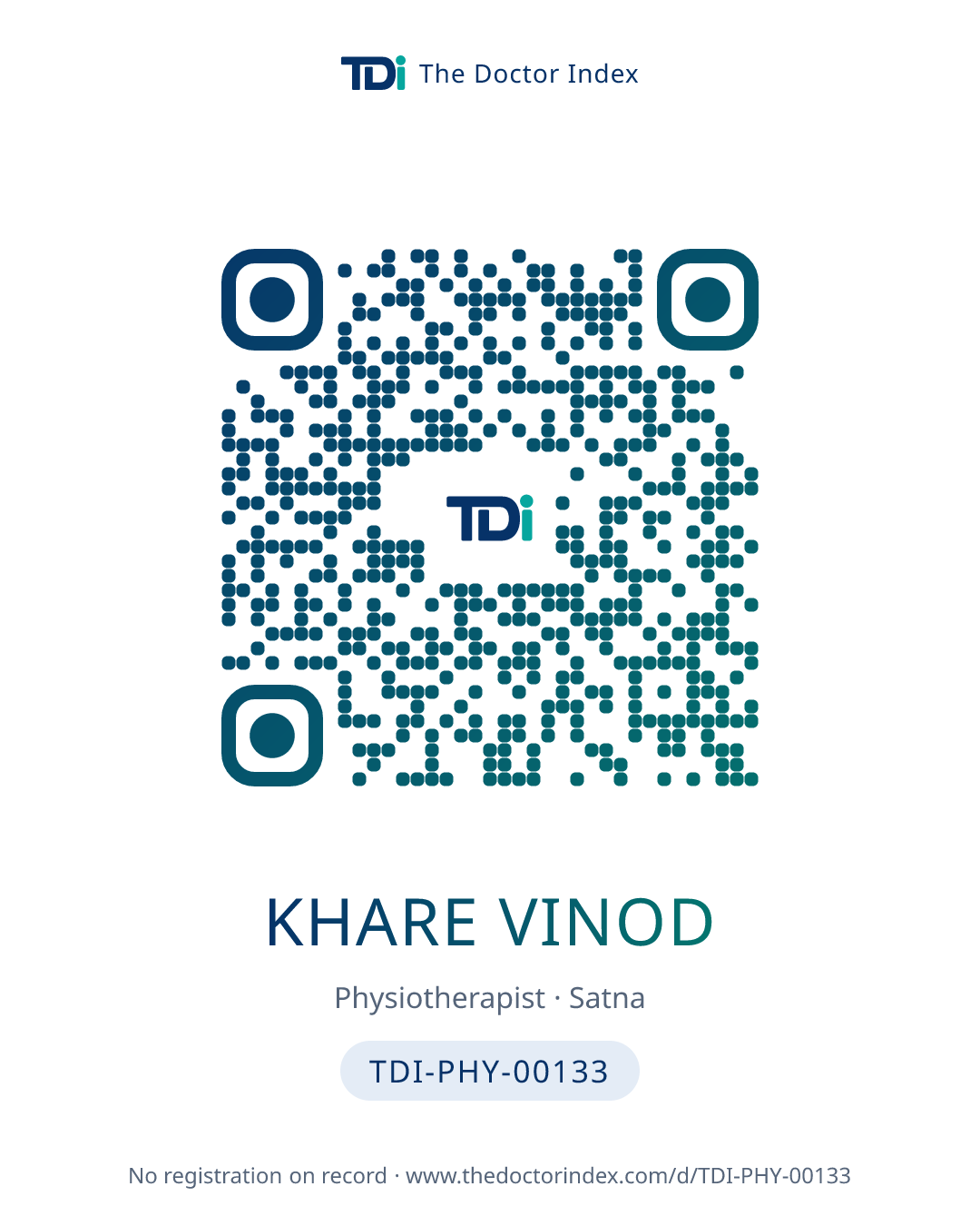 QR card for Khare Vinod, TDI-PHY-00133