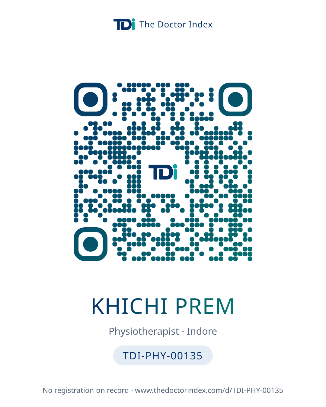 QR card for Khichi Prem, TDI-PHY-00135