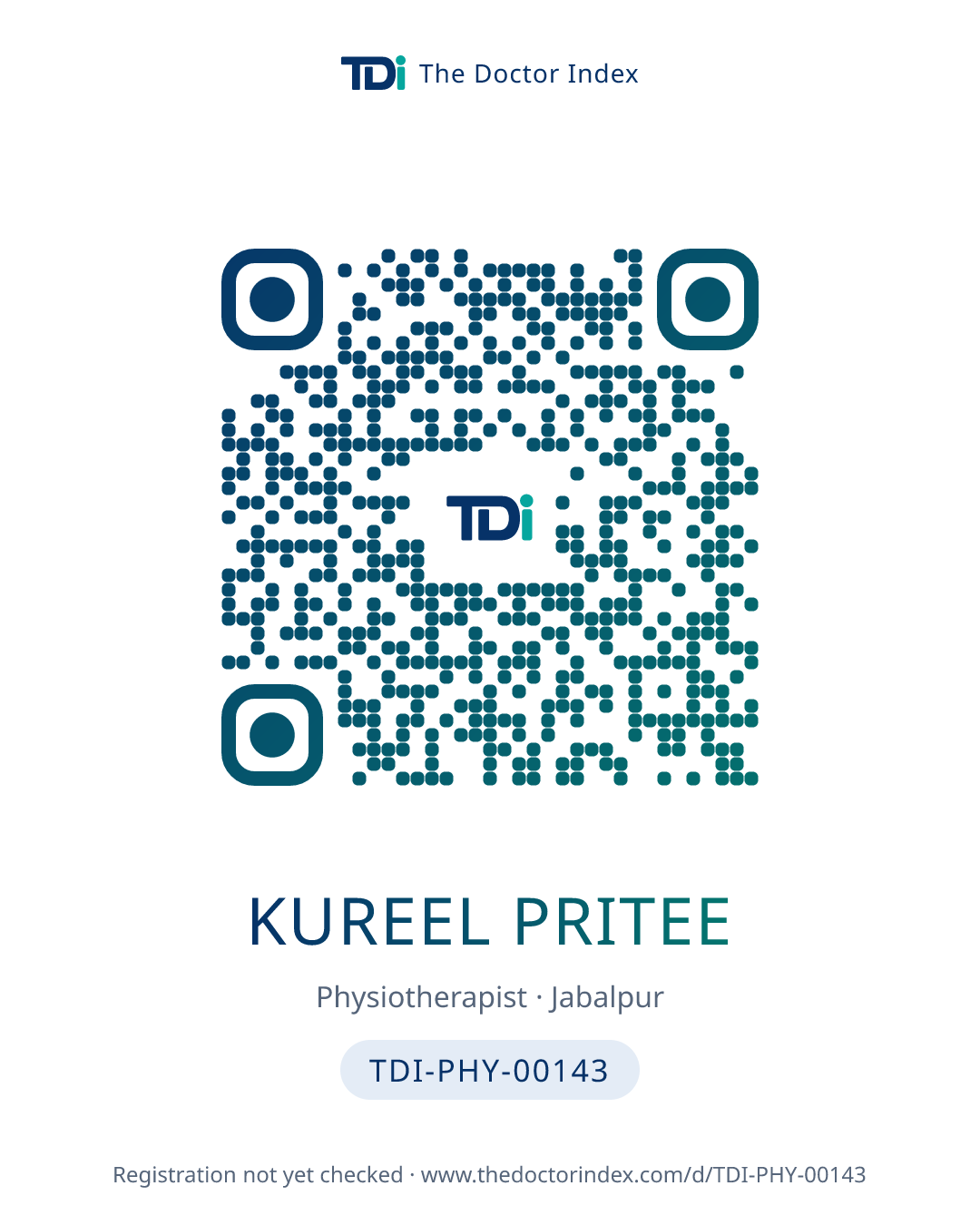 QR card for Kureel Pritee, TDI-PHY-00143