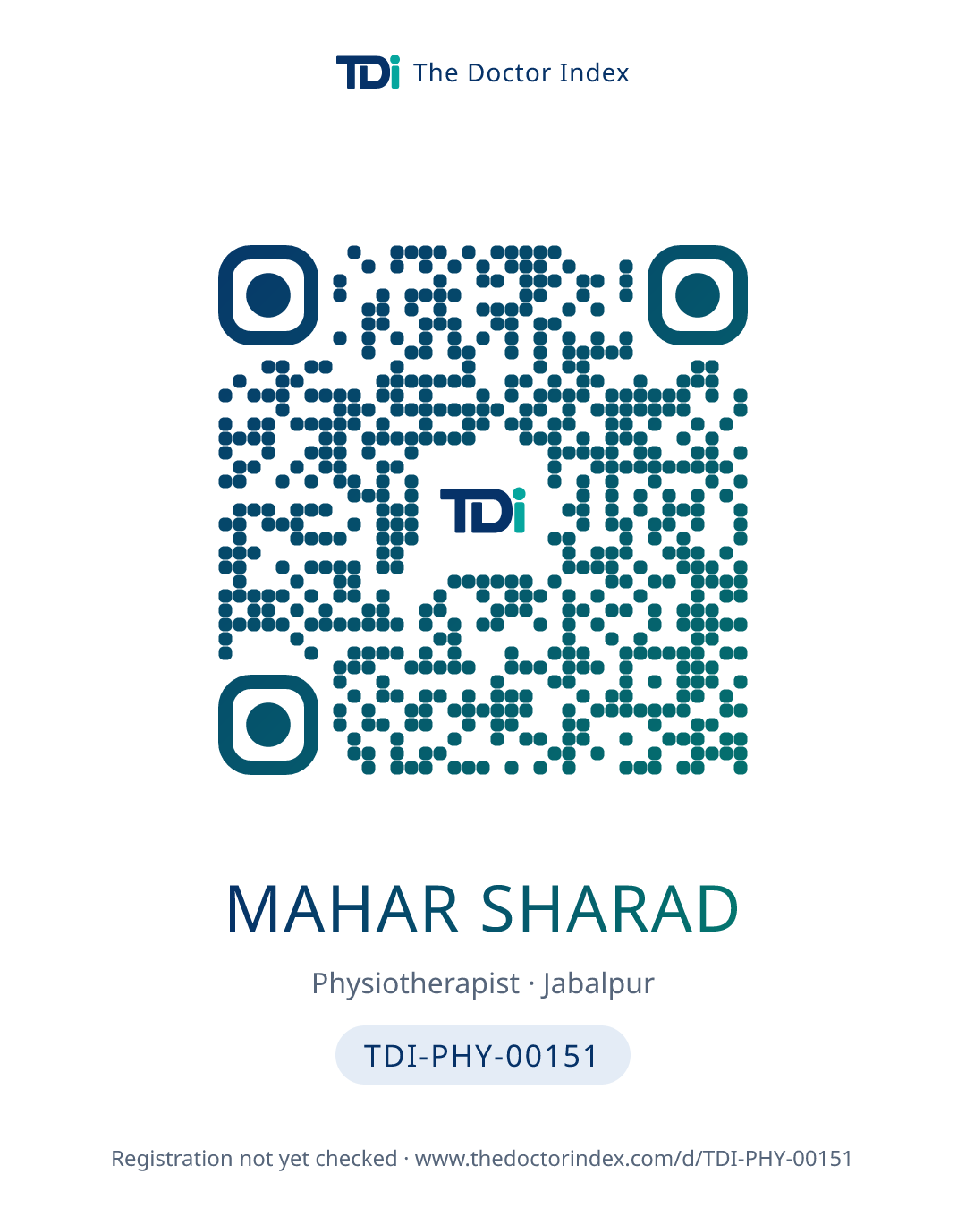 QR card for Mahar Sharad, TDI-PHY-00151