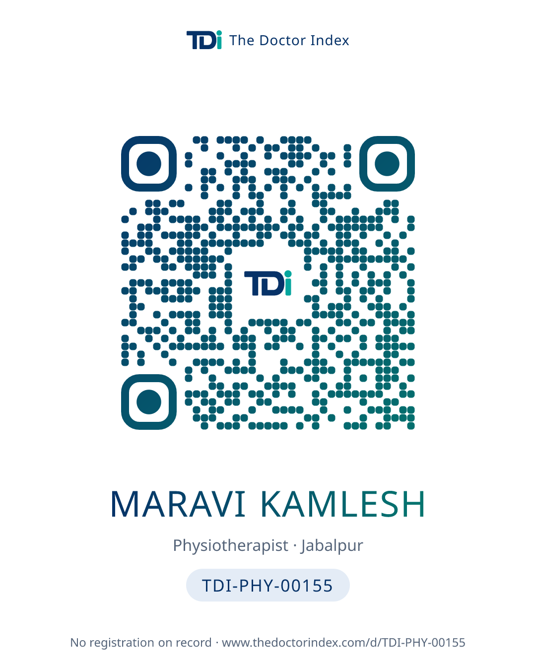 QR card for Maravi Kamlesh, TDI-PHY-00155