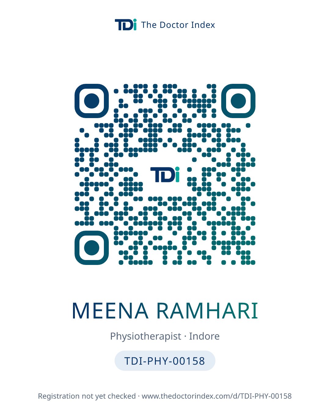 QR card for Meena Ramhari, TDI-PHY-00158
