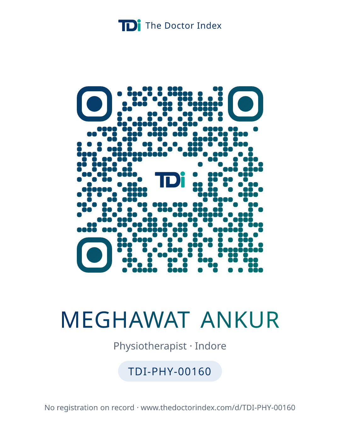 QR card for Meghawat Ankur, TDI-PHY-00160