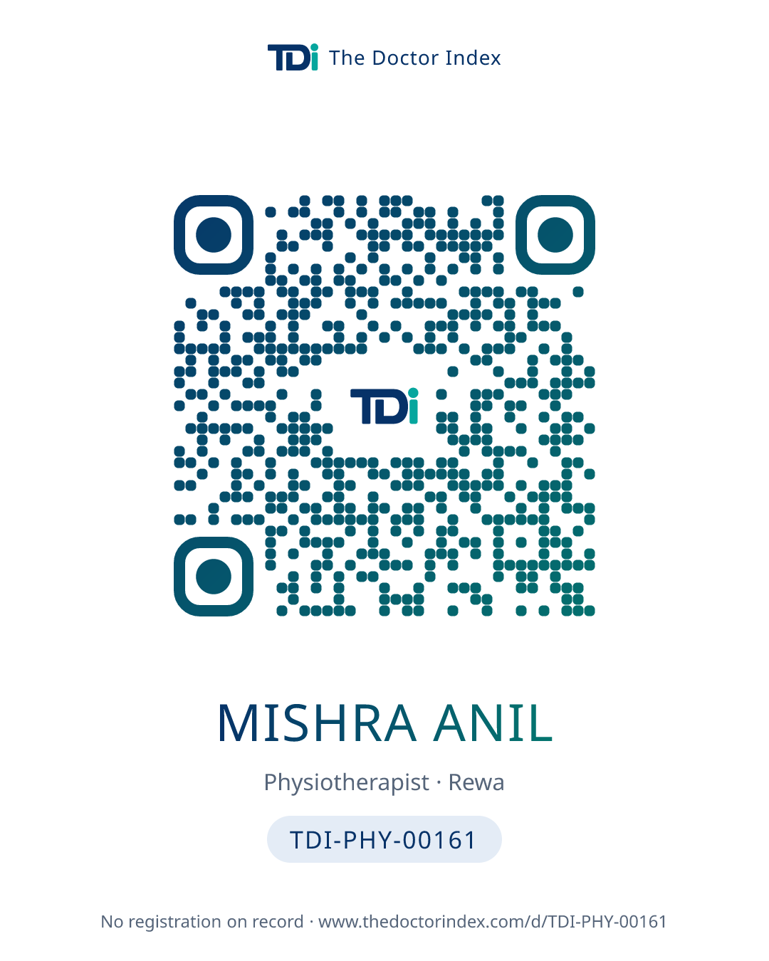 QR card for Mishra Anil, TDI-PHY-00161