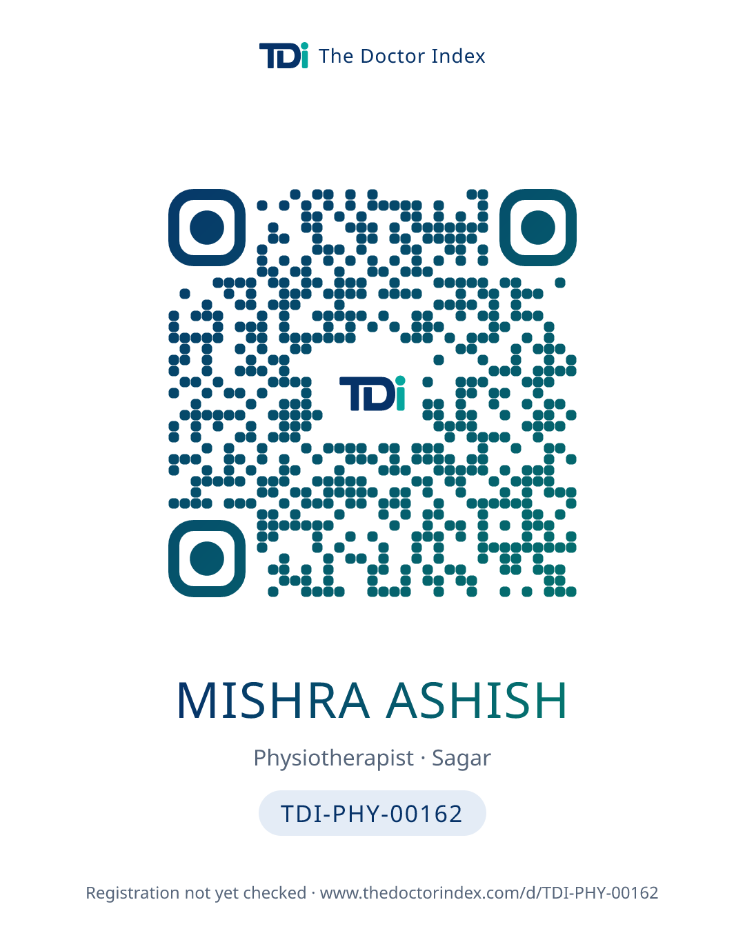 QR card for Mishra Ashish, TDI-PHY-00162