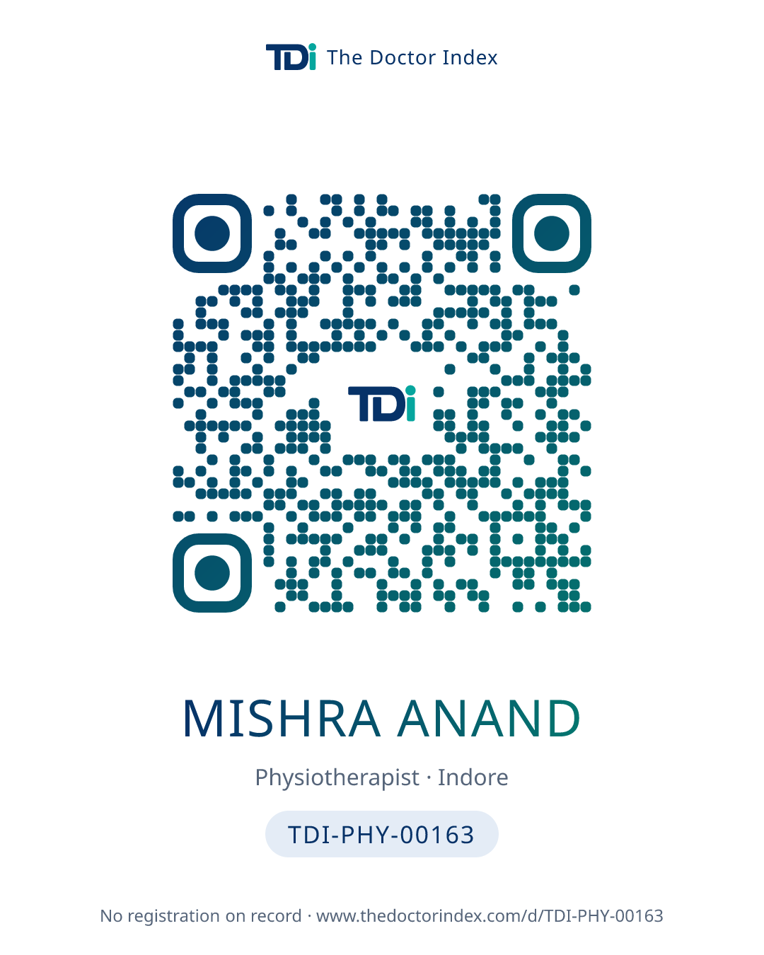 QR card for Mishra Anand, TDI-PHY-00163