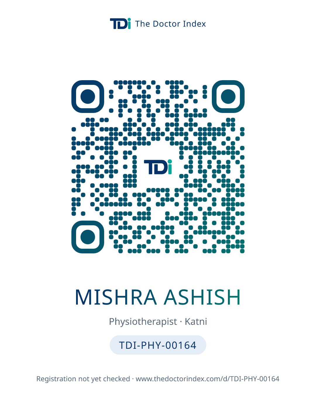QR card for Mishra Ashish, TDI-PHY-00164
