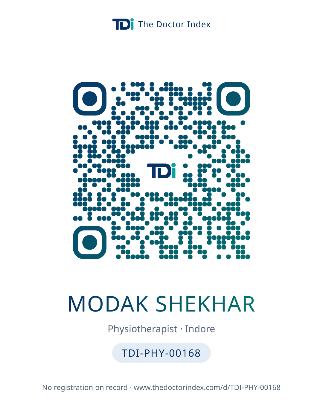 QR card for Modak Shekhar, TDI-PHY-00168