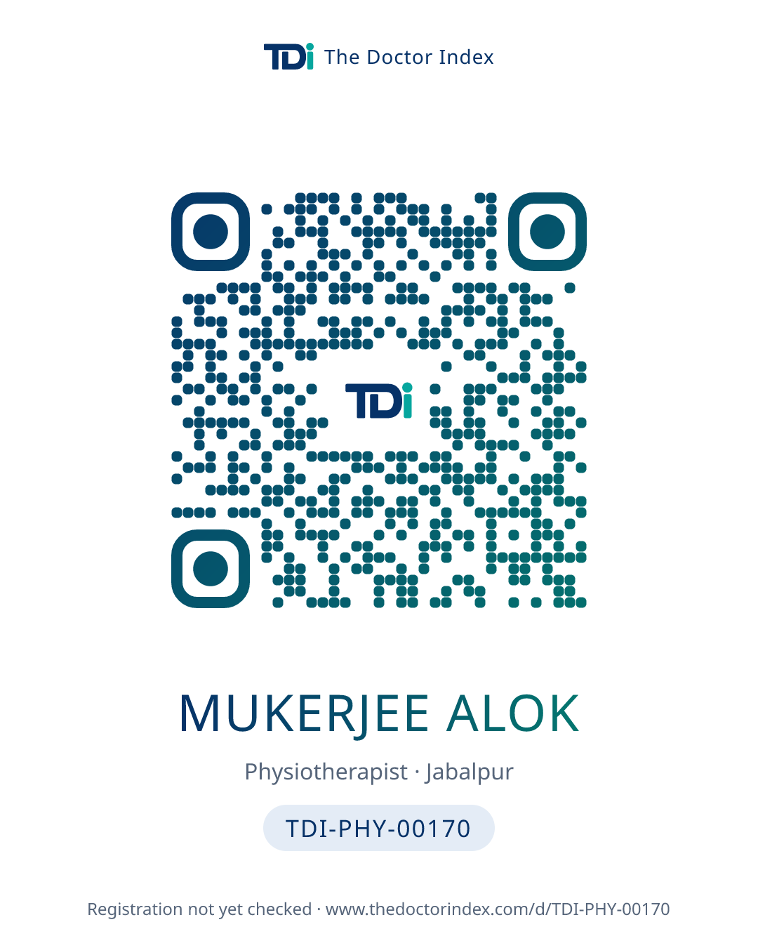 QR card for Mukerjee Alok, TDI-PHY-00170