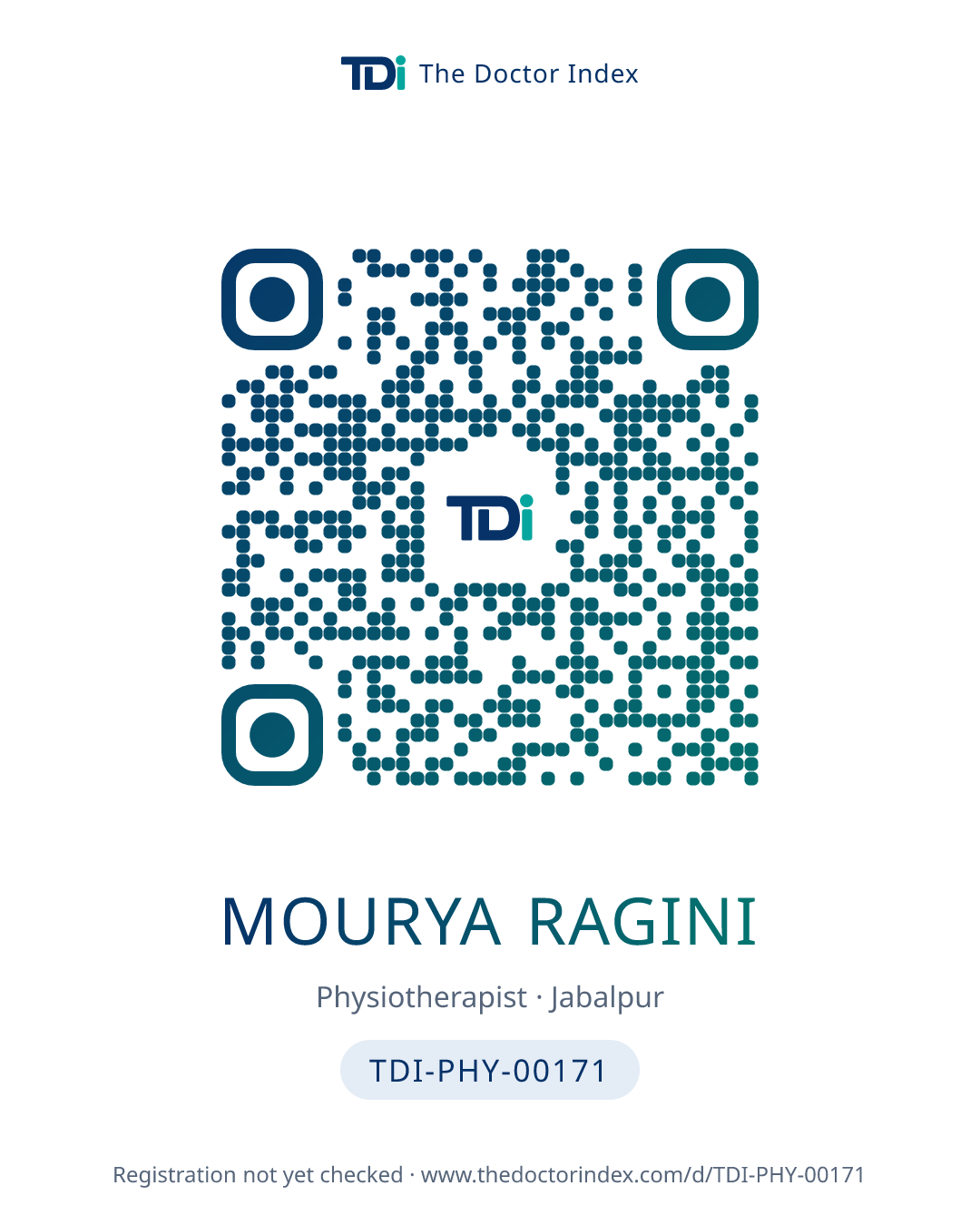 QR card for Mourya Ragini, TDI-PHY-00171