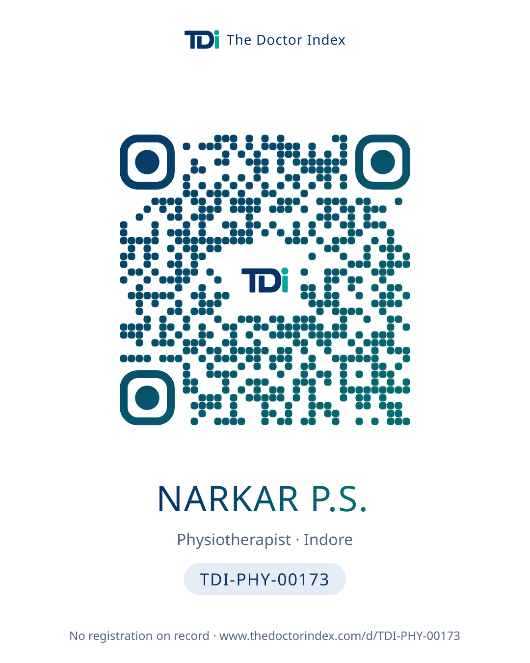 QR card for Narkar P.S., TDI-PHY-00173
