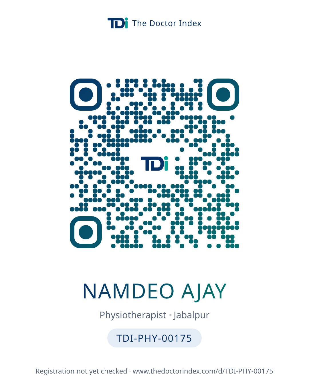QR card for Namdeo Ajay, TDI-PHY-00175