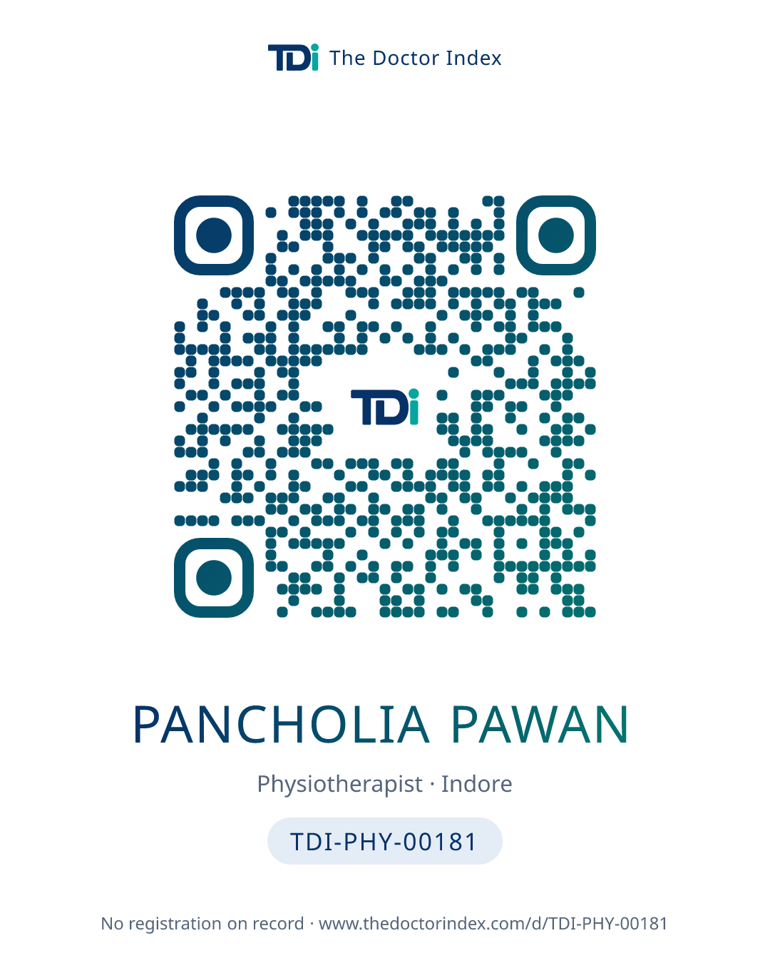 QR card for Pancholia Pawan, TDI-PHY-00181