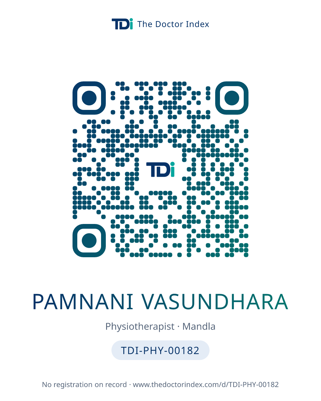 QR card for Pamnani Vasundhara, TDI-PHY-00182