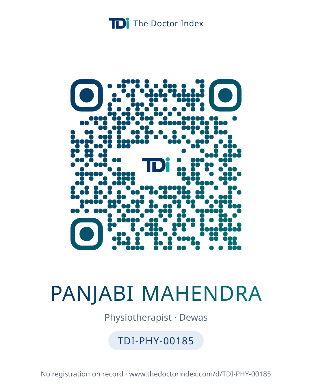 QR card for Panjabi Mahendra, TDI-PHY-00185