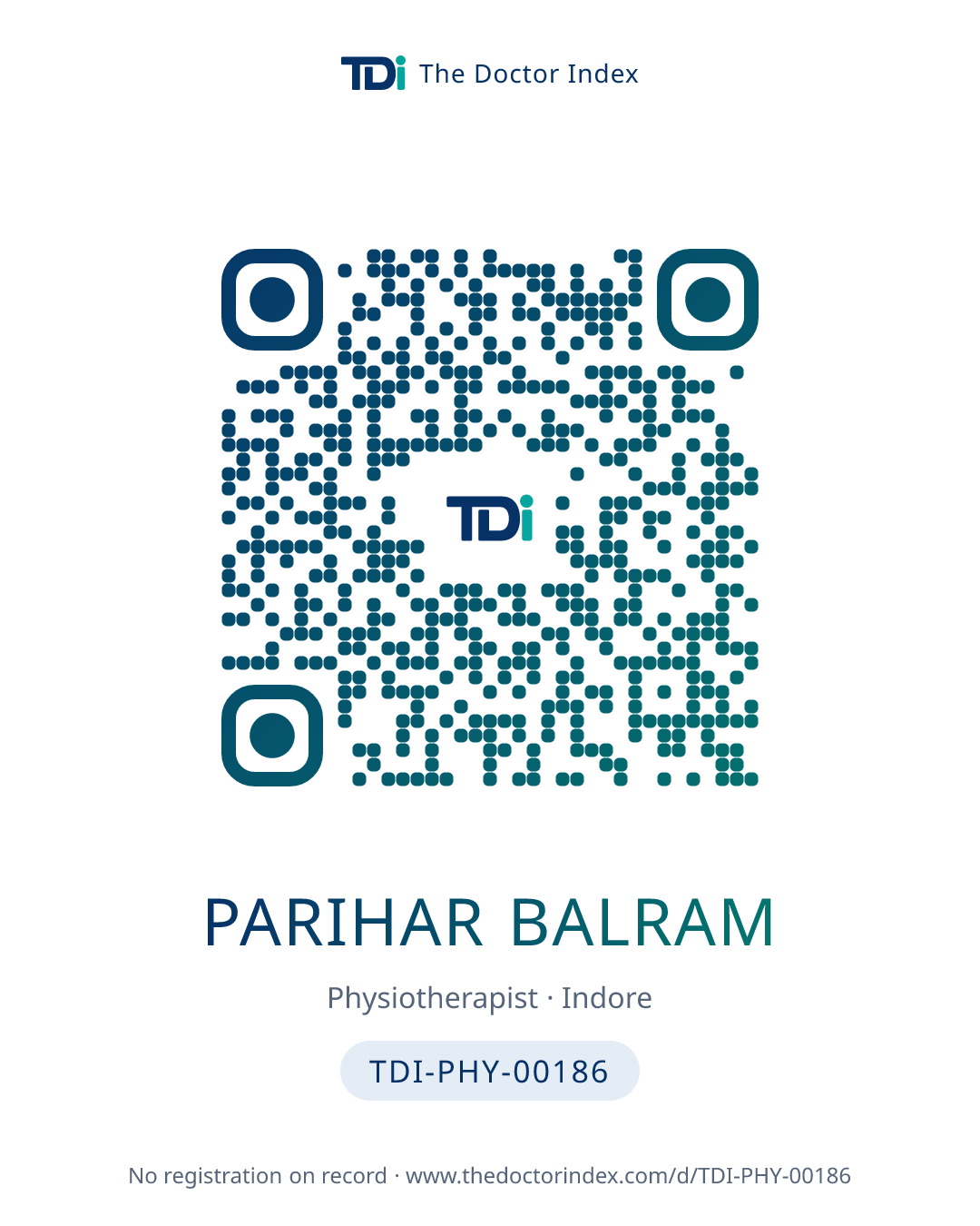 QR card for Parihar Balram, TDI-PHY-00186