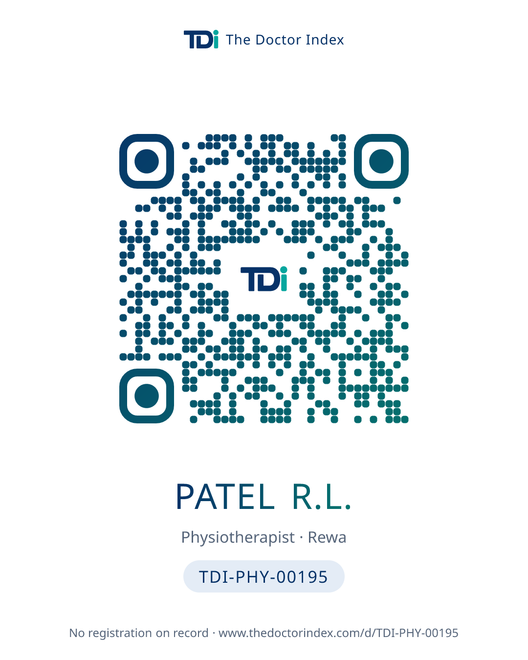 QR card for Patel R.L., TDI-PHY-00195