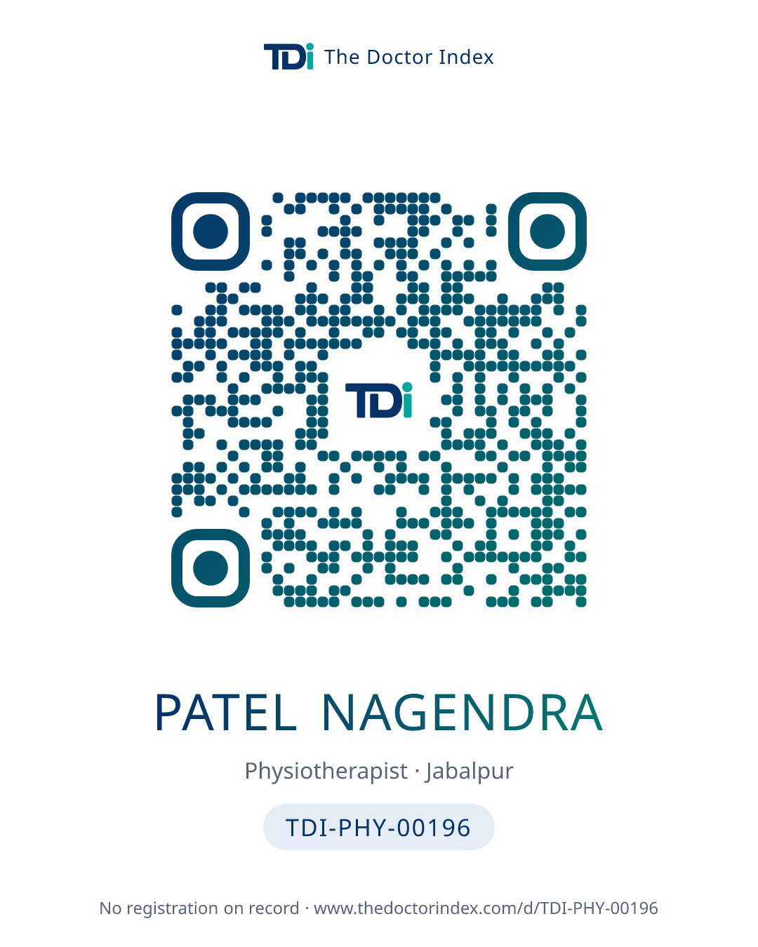 QR card for Patel Nagendra, TDI-PHY-00196