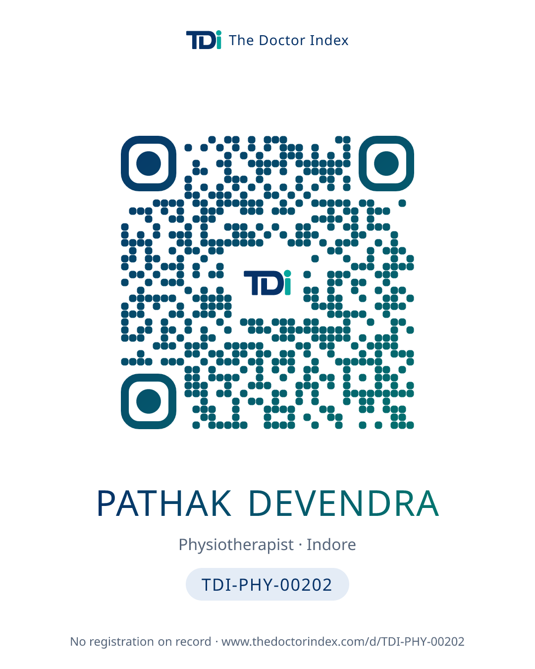 QR card for Pathak Devendra, TDI-PHY-00202