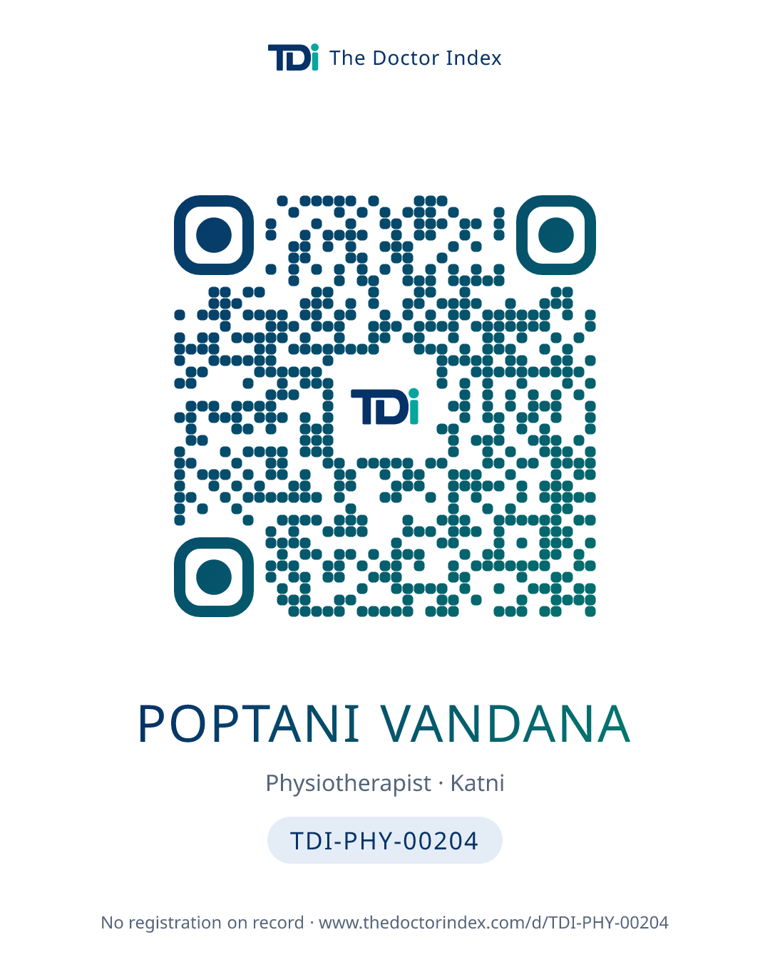 QR card for Poptani Vandana, TDI-PHY-00204
