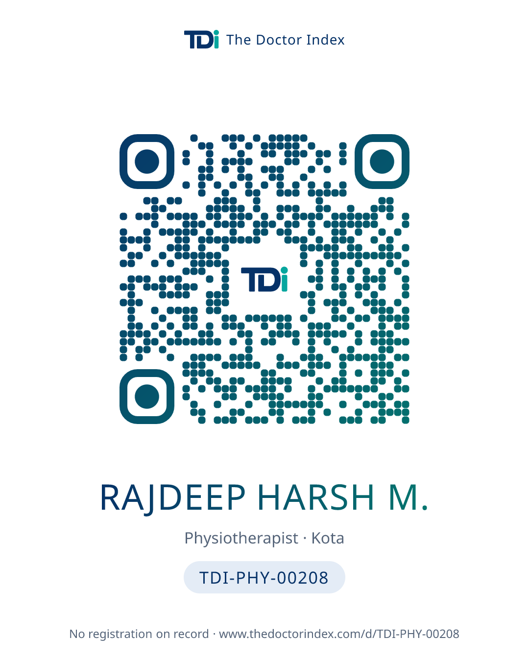 QR card for Rajdeep Harsh M., TDI-PHY-00208