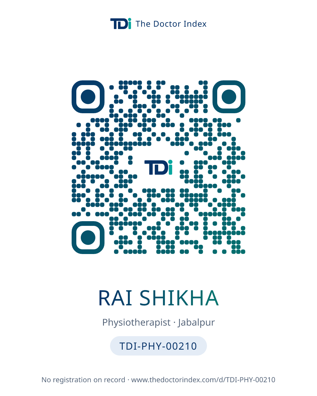 QR card for Rai Shikha, TDI-PHY-00210