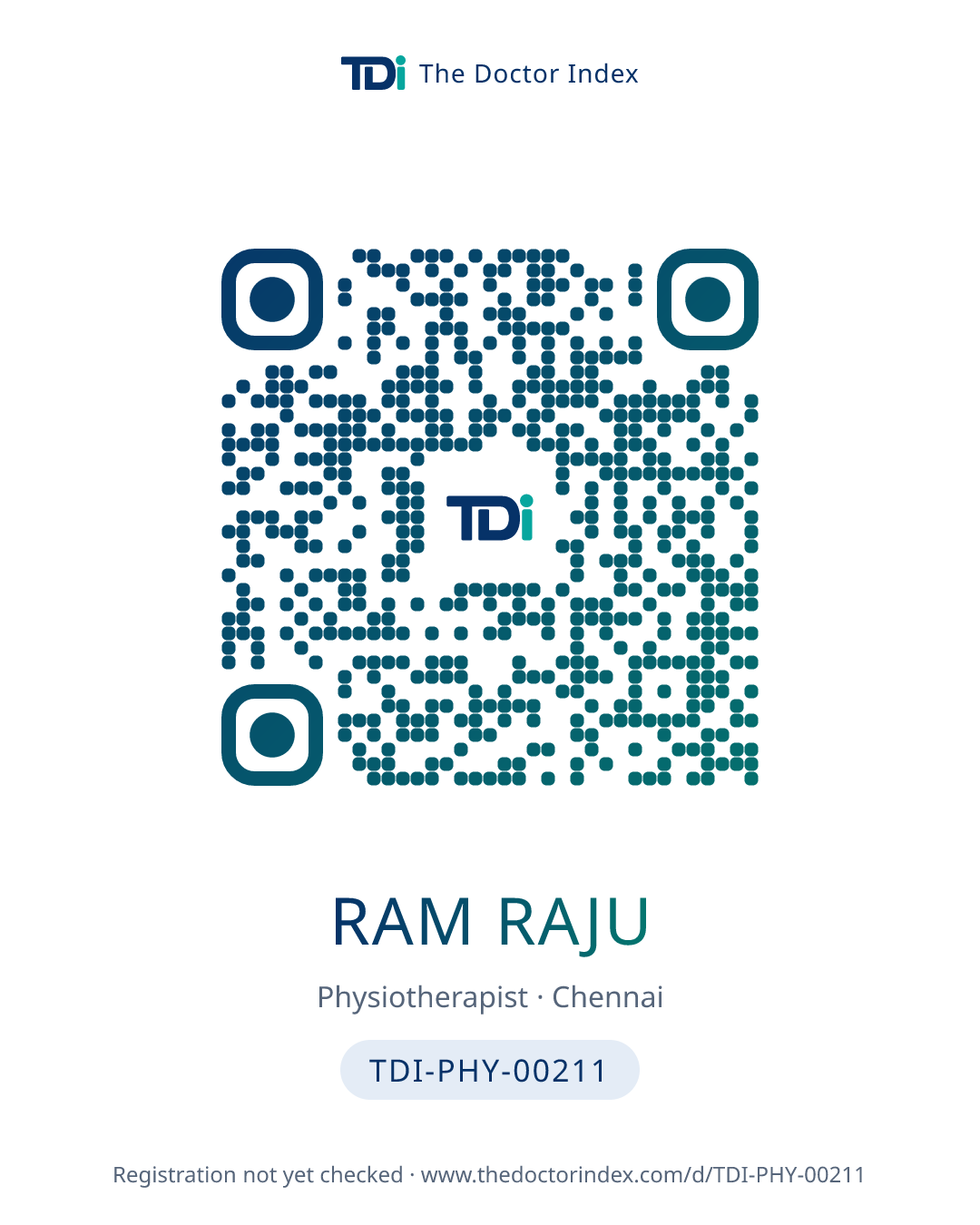 QR card for Ram Raju, TDI-PHY-00211