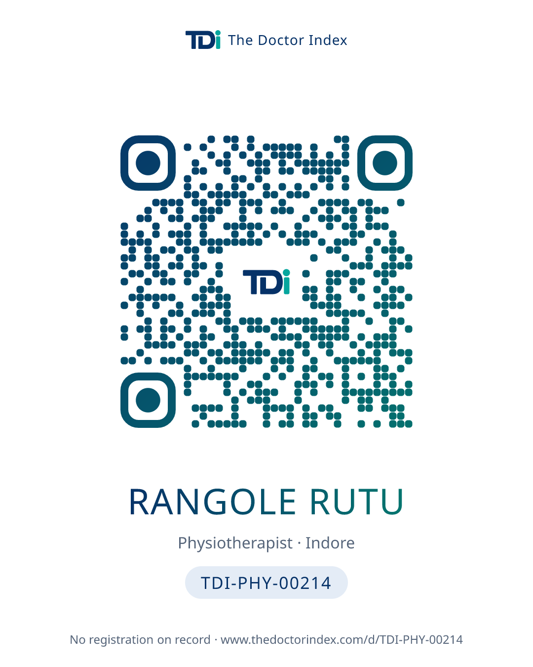 QR card for Rangole Rutu, TDI-PHY-00214