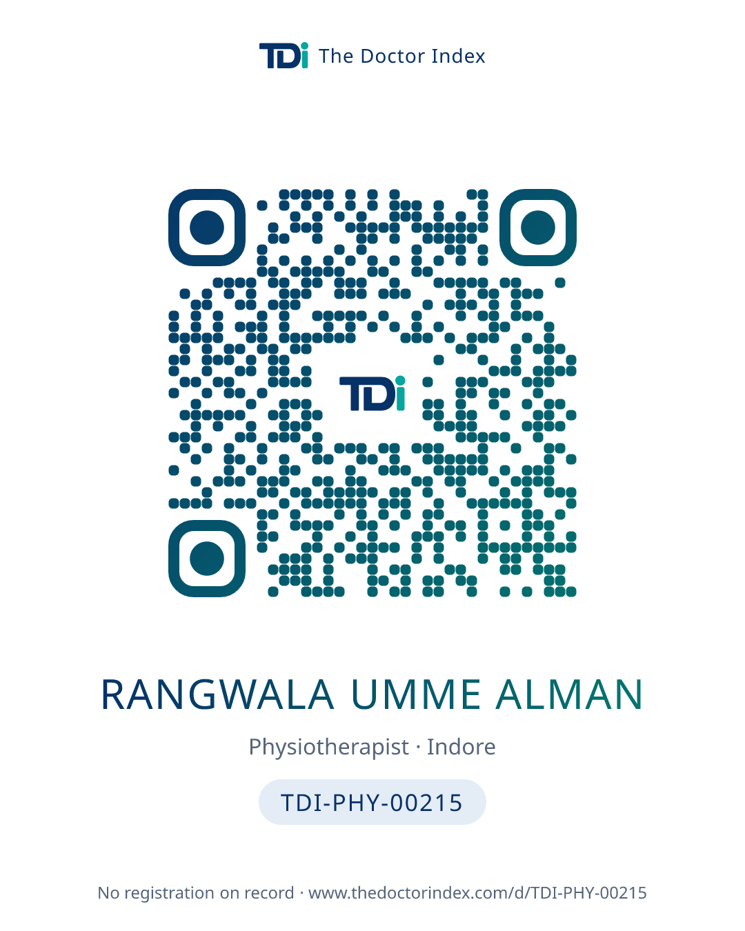 QR card for Rangwala Umme Alman, TDI-PHY-00215
