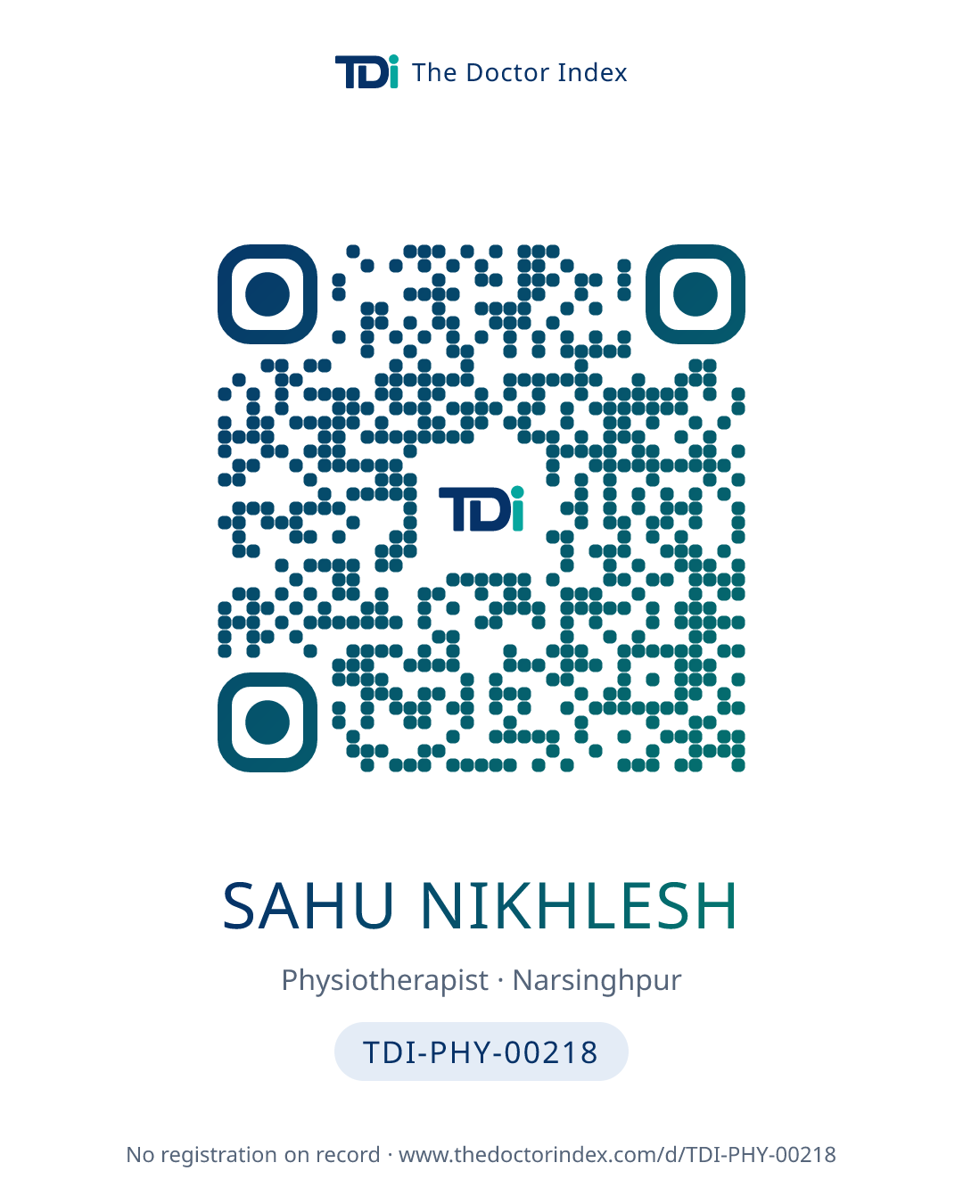 QR card for Sahu Nikhlesh, TDI-PHY-00218